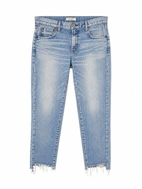 MOUSSY VINTAGE Japan Light Wash Slim Straight Raw Hem Jeans Size 28 inseam 27